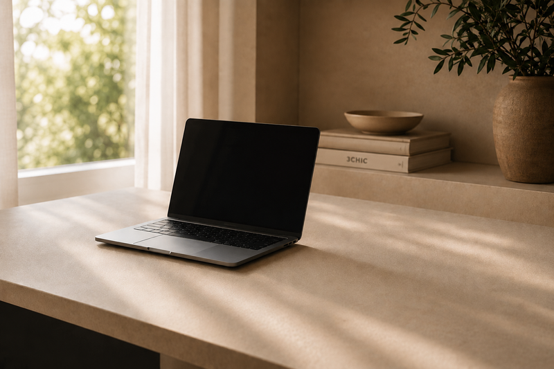 3CHIC desk accessories arranged on a home workspace