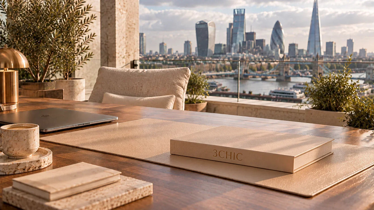 Premium natural wood corporate gift on an executive office desk