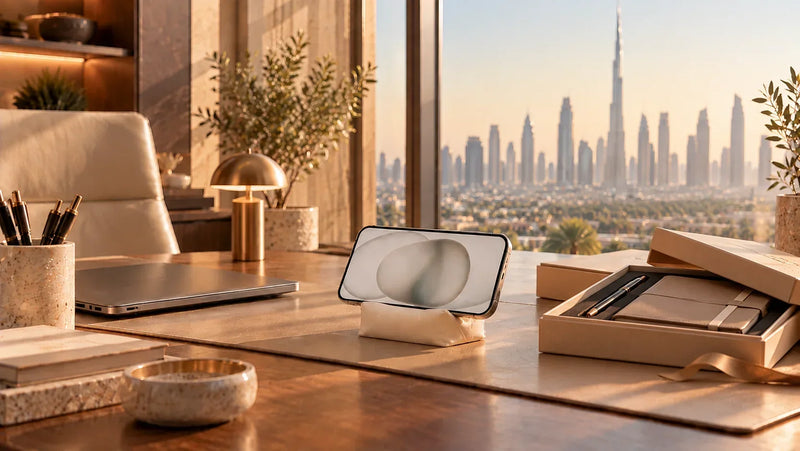 Thoughtful corporate gift with premium desk accessory for a business client