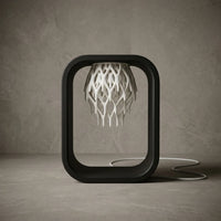 3CHIC The Frame lamp, black frame with a white lattice, USB powered LED, made in Dubai