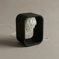 3CHIC The Frame lamp, black frame with a white lattice, USB powered LED, made in Dubai