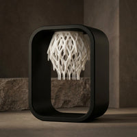3CHIC The Frame lamp, black frame with a white lattice, USB powered LED, made in Dubai